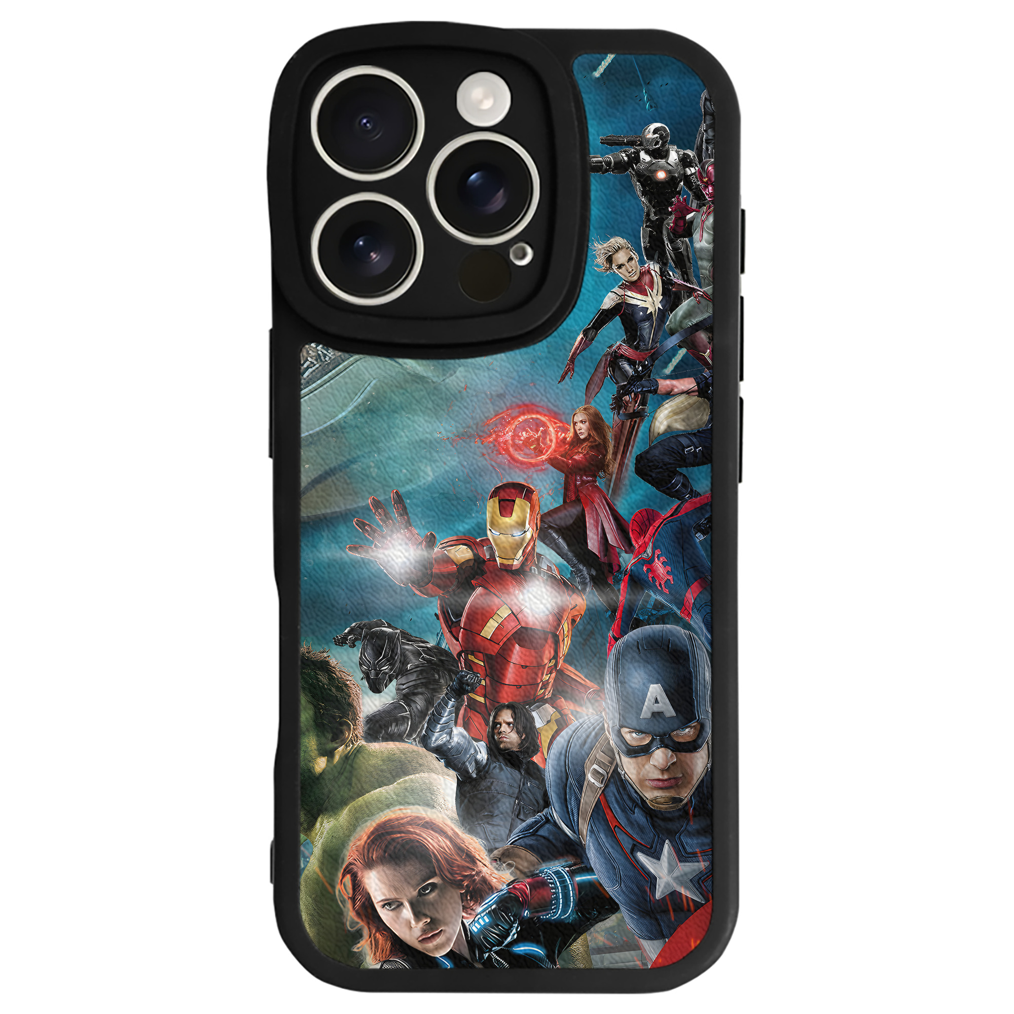 （画像用） アベンジャーズ The Avengers 【iPhone 16シリーズ対応】シリコンスマホケース（レザー調） 材質：シリコン